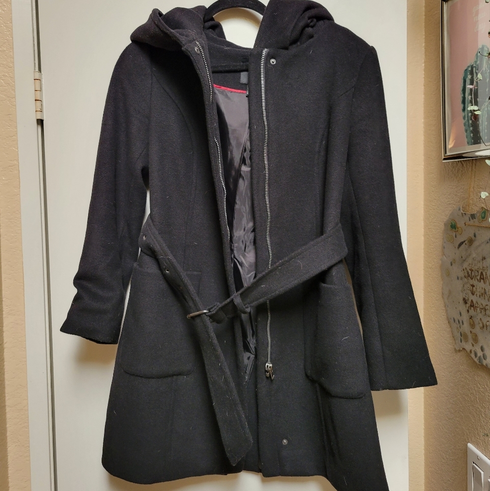 Forever 21 longline black wool coat, size medium